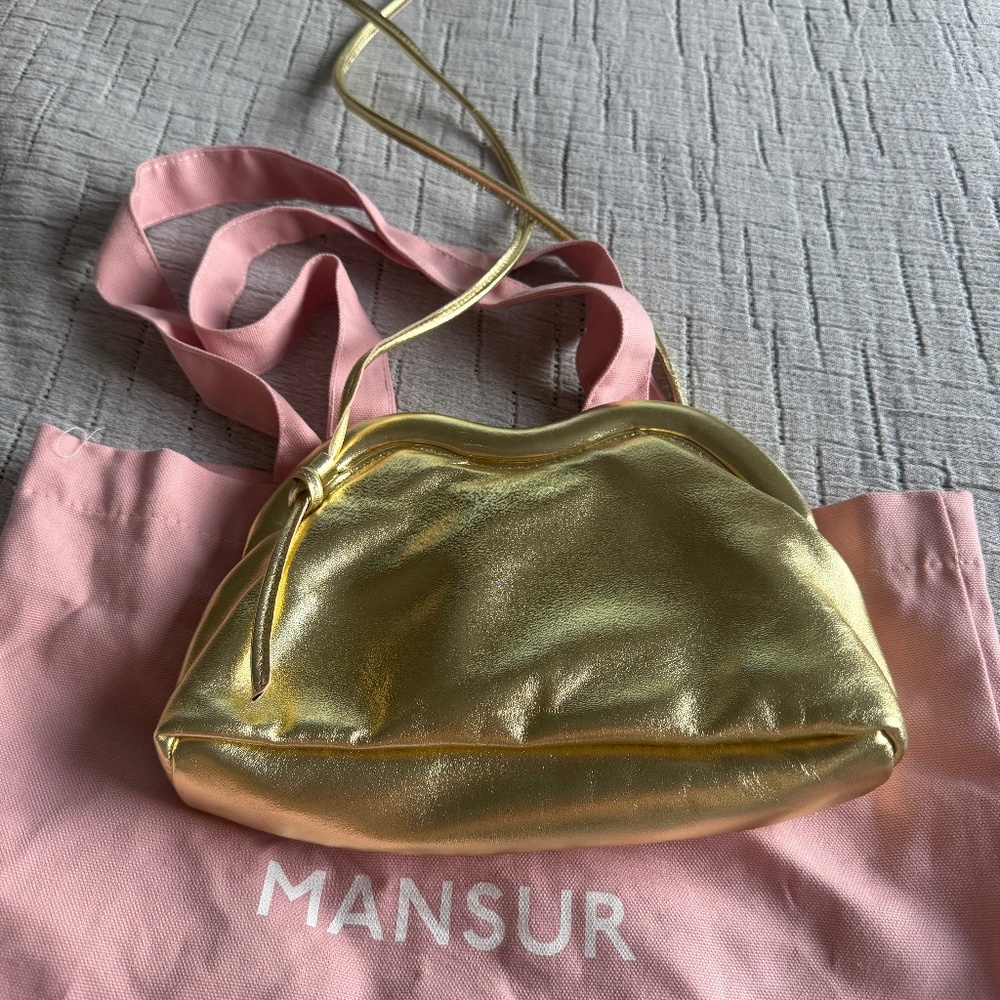 Mansur Gavriel Baci Metallic Crossbody in Gold
